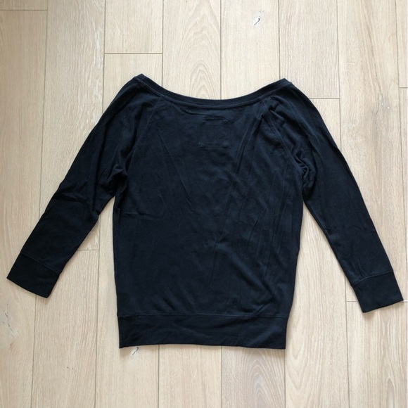 Abercrombie & Fitch Y2K Off Shoulder Embroidered Top in Black & Pink Size XS - Picture 3 of 10